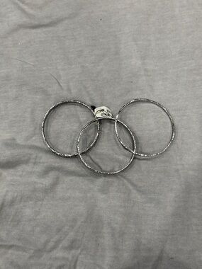 Silver-Tone Textured Bangle Set - Women Jewelry